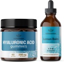 HERBAMAMA Trousse de baume à l'acide hyaluronique et au citron - Ensemble de 250 mg de gommies à l'acide hyaluronique et d'extrait de feuille de baume au citron 4 fl oz - végétalien, non-OGM, sans alcool - 2 boîtes