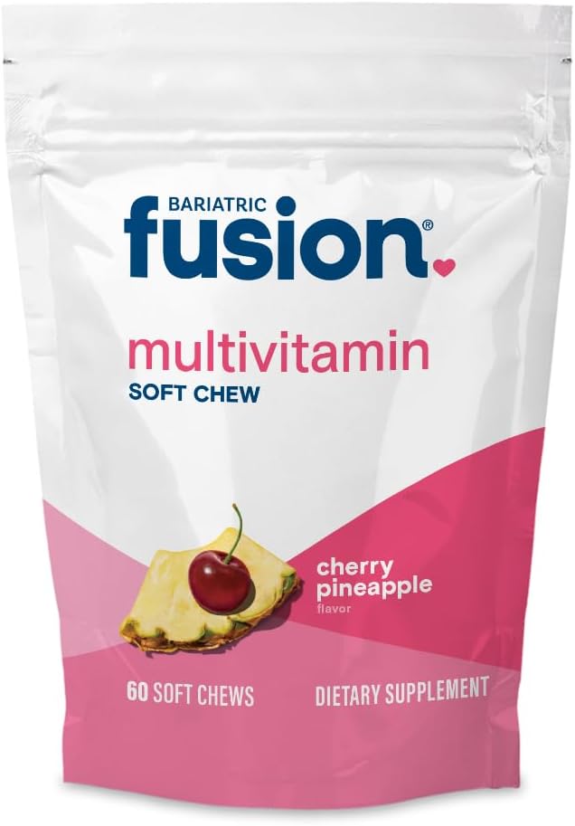 Bariatric Fusion Bariatric Multivitamin Chewable Soft Chew | Cherry Pineapple Flavor | Chewy Vitamins for Post Bariatric Surgery Patients | 60 Count | 1 Month Supply