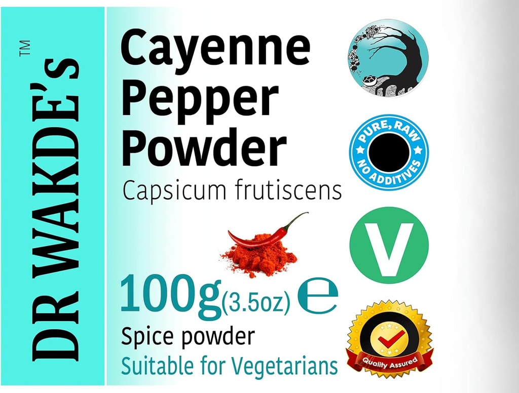 Poudre de poivre Cayenne de DR WAKDE (Capsicum frutescens) - 100g (3.5oz)