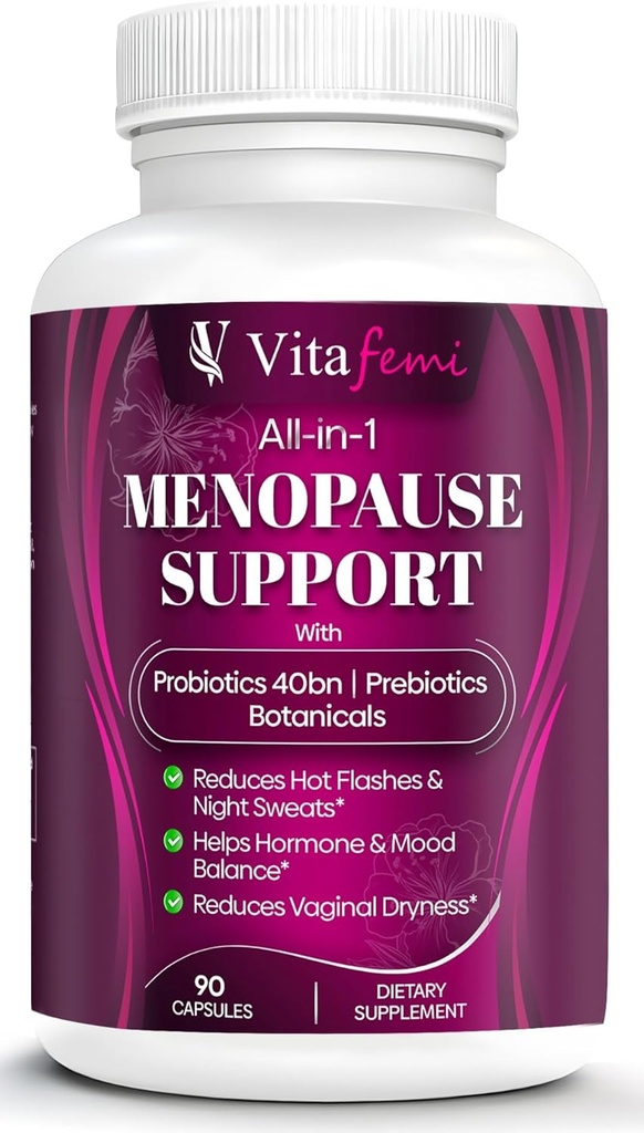 Soutien à la ménopause hautement efficace, probiotiques à la ménopause, flashs chauds, sueurs nocturnes, équilibre hormonal, swings d'humeur, DIM, Black Cohosh, Dong Quai, 40Bn CFU