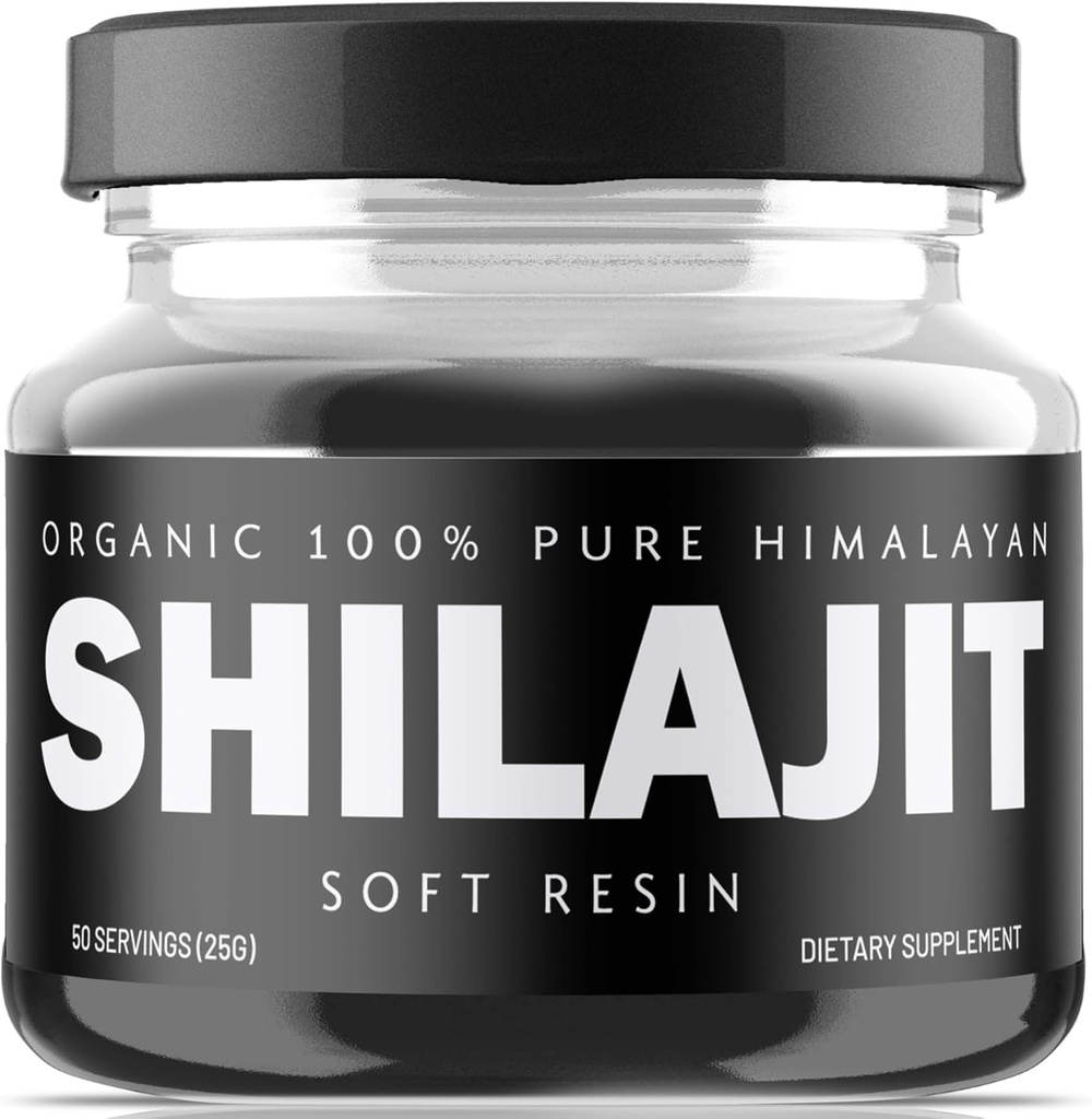 Résine Shilajit Himalayan - Supplément chilajit biologique provenant de hautes altitudes - 500mg Résine naturelle pure et acide fulvic, 85+ minéraux traces