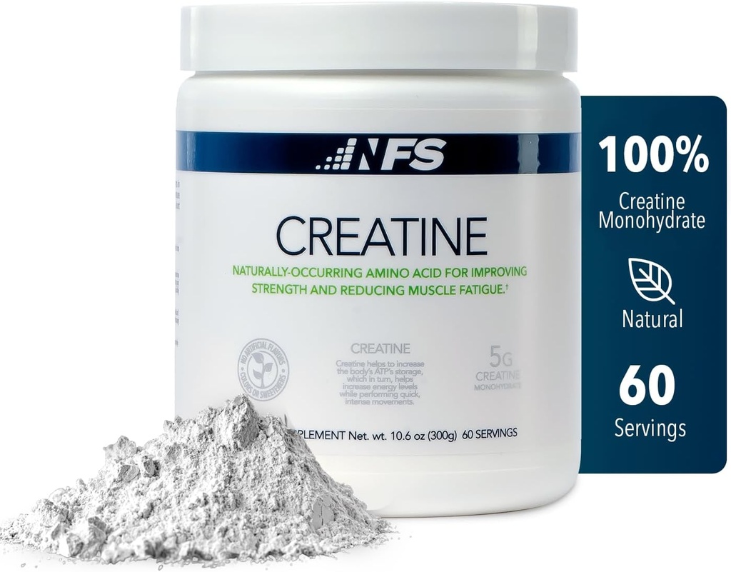 NF Sports Creatine Énergie Poudre de protéines, Poudre de protéines non aromatisée pour la récupération et la force musculaires, Poudre de boisson sportive, Supplément alimentaire, Pas d'arôme artificiel (300g, 60 portions)