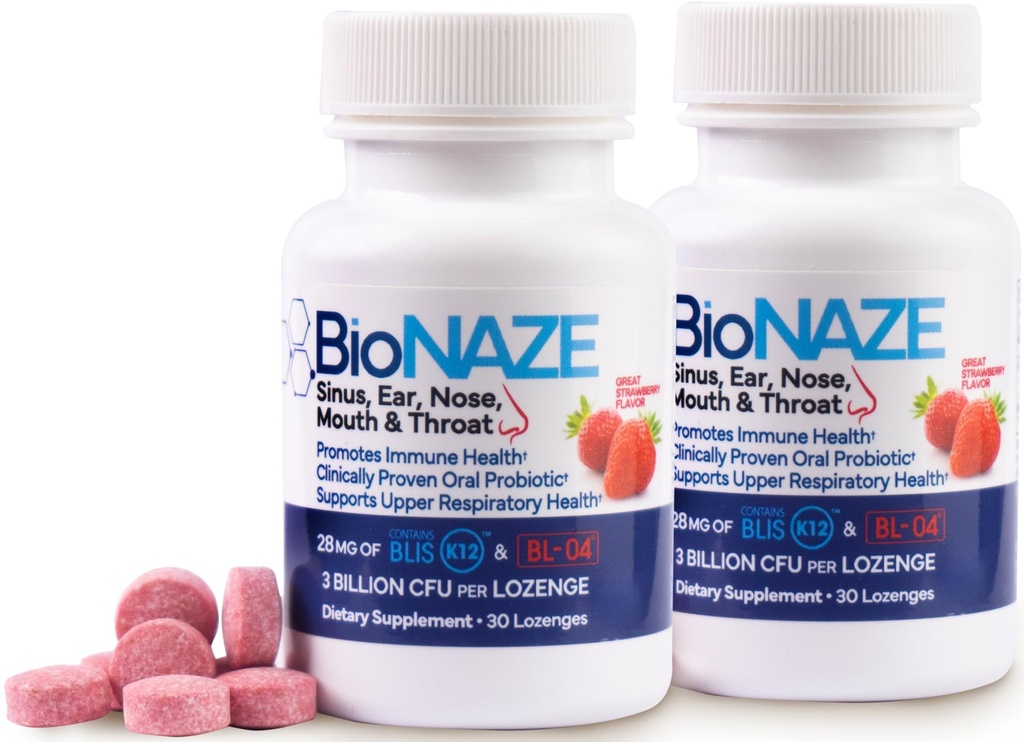 Probiotique oral BLIS K12 & BL-04 pour le sinus, les pierres tonsiles, la mauvaise haleine, le drip post-nasal, la gorge et la bouche. Améliorer la santé respiratoire supérieure avec des probiotiques oraux prouvés cliniquement (2 paquets)
