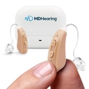 MDHaringAid AIR Hearing Aid (Pair), OTC Rechargeable, son numérique clair cristal par MDHaring, parfait pour les lunettes, presque invisible