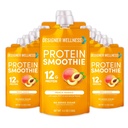 Designer Wellness Protein Smoothie, Real Fruit, 12g Protéines, Faible Carb, Zéro Sucre ajouté, Sans gluten, Non-OGM, Pas de colorants ou d'arômes artificiels, Pêche Mangue, 12 Compte