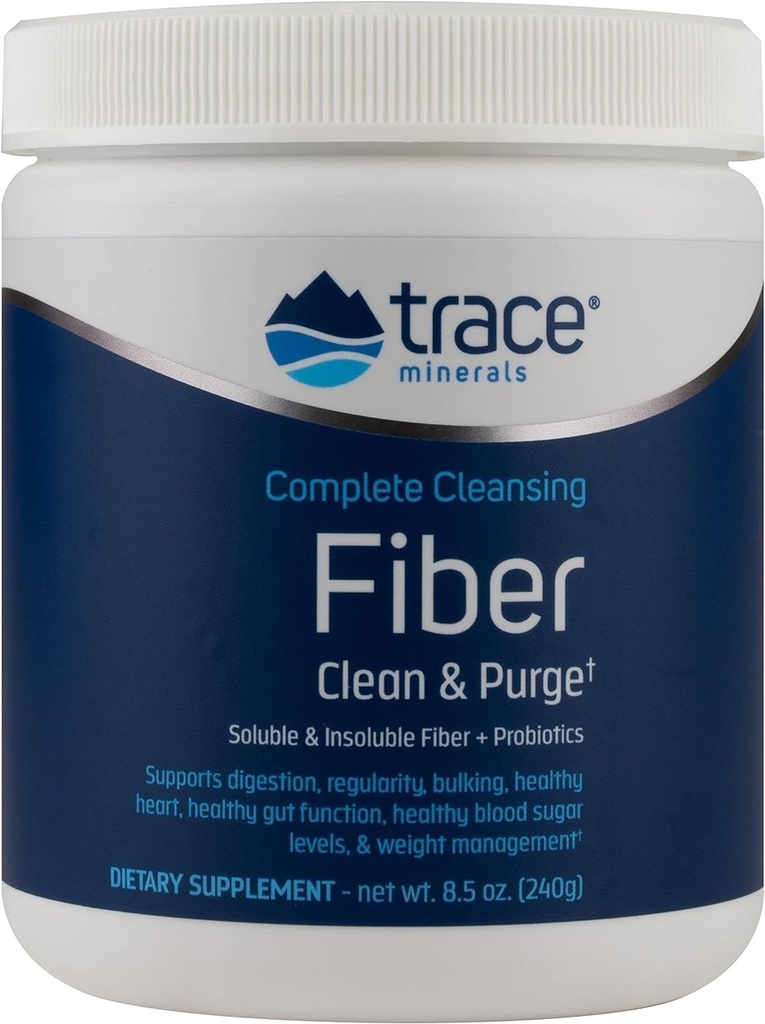 Trace Minerals Complete Cleansing Fibre - Supplément fibre pour Gut Health Support - Boisson en poudre pour aider à la digestion saine - Formule fibre soluble et insoluble avec probiotiques - 8,5 oz (30 portions)