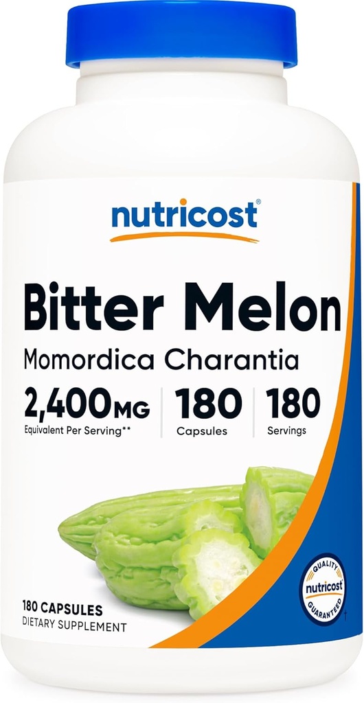 Nutricost Bitter Melon 600mg (2 400mg équivalent), 180 Capsules - Sans gluten, sans OGM