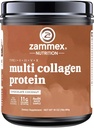 Zammex Multi Collagen Protéine Poudre, Type I & III & V & X, Peptides de collagène hydrolysés pour les femmes et les hommes, Supporte les cheveux et la peau, Santé Gut, 41 portions, Chocolat