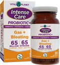 Planète vitale - Soins intensifs de gaz et de ballonnement probiotiques, prébiotiques, postbiotiques, parabiotiques, supplément réfrigéré 4-en-1 pour adultes, 65 milliards CFU, 65 souches, digestive et immunitaire, 30 ct