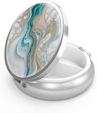 Pill Box 3 Compartiment Médicament Pill Case, Portable pour Pocket ou Purse Pill Boxs Médecine métal décorative Organisateur de vitamines Cadeau unique (Green Marbling)