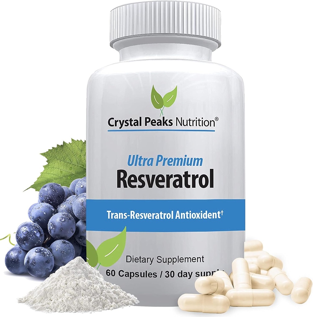 Supplément 100% naturel de resvératrol - Trans-resvératrol soutient le vieillissement - Supplément antioxydants favorise le système immunitaire et le soutien interarmées (60 capsules)