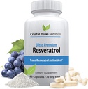 Supplément 100% naturel de resvératrol - Trans-resvératrol soutient le vieillissement - Supplément antioxydants favorise le système immunitaire et le soutien interarmées (60 capsules)