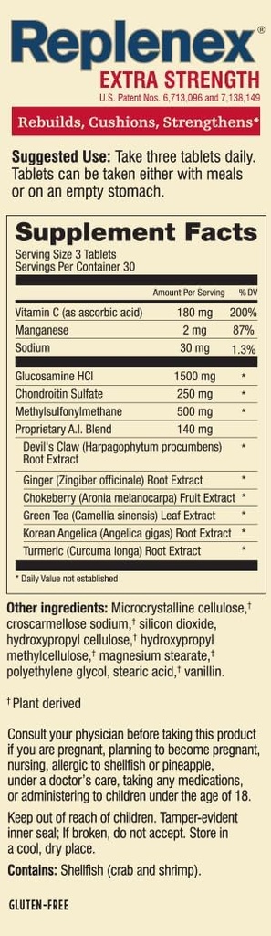 Melaleuca Replenex reconstruit la santé commune. Glucosamine. Calcium. (90 comprimés)