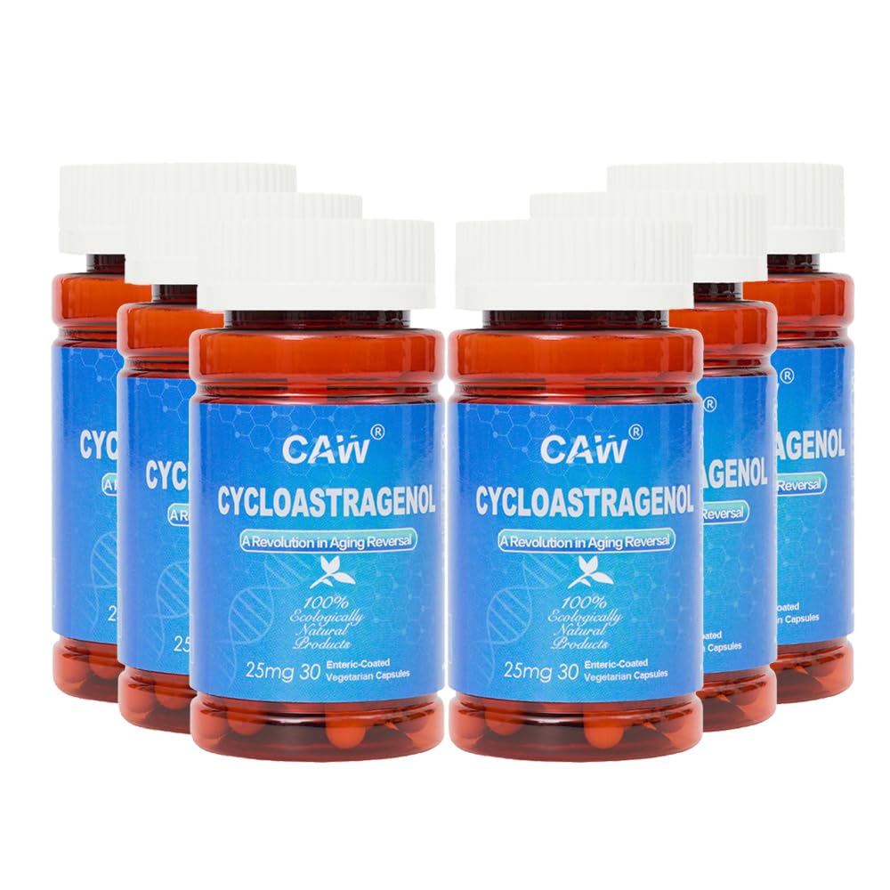Hypersorption CAW Cycloastragenol (en anglais seulement) Telomere Support Anti-Aging (en anglais seulement) Cell Health Immune Booster (en anglais seulement) 25Mg 30Gélules entériques 6 bouteilles