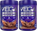 Protéines Vega faites simple, chocolat noir - Sans Stevia Protéines Vegan en poudre, à base de plantes, saine, sans gluten, protéines de pois pour les femmes et les hommes, 9,6 oz (emballage mai vary) (paquet de 2)