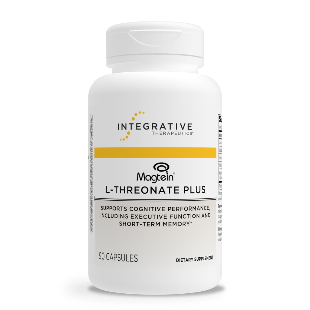 Integrative Therapeutics Magtein L-Threonate Plus - Cognitive Function Supplement to Support Short-Term Memory* - Includes Vitamins C, D3 & Magnesium - Dairy & Gluten-Free - 90 Capsules (30 Servings)