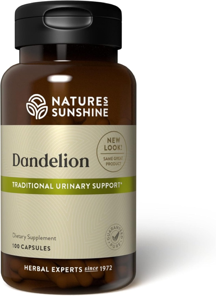 Dandelion Sunshine de la nature, 100 Capsules, Herbe puissante soutient la digestion, Nourrit le foie, et fournit le soutien du système urinaire
