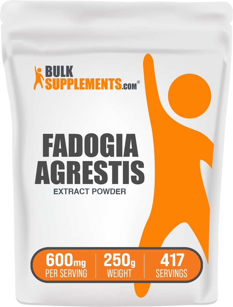 BulkSupplements.com Poudre d'extrait de Fadogia Agresti - Supplément de Fadogia Agrestis, Fadogia Agresti 600mg - pour booster l'énergie, sans gluten, 600mg par portion, 250g (8,8 oz) (paquet de 1)