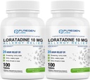 Puregen Labs Allergy Relief, Loratadine 10mg, 100 comprimés – 24 heures Antihistaminique non somnolente Allergie Médecine pour le nez runny, éternuements, démangeaisons, yeux aqueux (2)