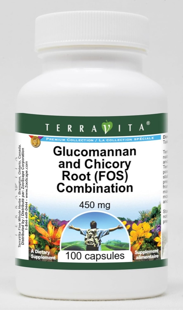 Combinaison Glucomannane et Racine de Chicory (FOS) - 450 mg (100 gélules, ZIN: 517028)