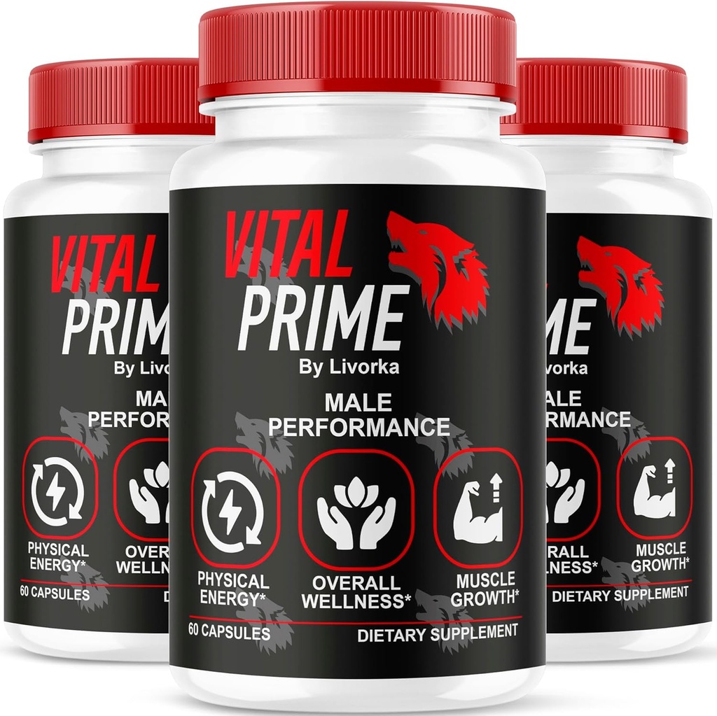 LIVORKA Vital Prime pour les hommes, Formule avancée, Capsules de soutien de complément alimentaire pendant 3 mois, Pack de 3