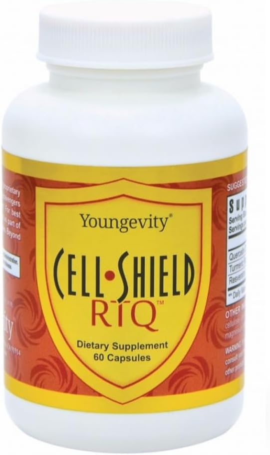 Youngevity Cell Shield RTQTM - Curcumin curcumin (95 % circuminoides), Quercetin, japonais - Mélange antioxydant hautement biodisponible - 60 capsules