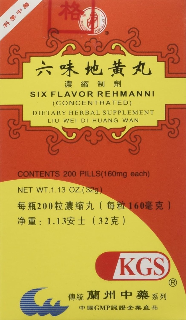 Six Flavor Rehmanni (Liu Wei Di Huang) A001-Luckymart 200 PILLS 160MG EACH