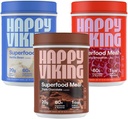 Happy Viking Chocolat, Vanille et Poudre de Fraise, par Vénus Williams, Protéines 20G, Low Carb, Keto, Vegan, Sans gluten, Superfoods, Remplacement complet des repas, 3 conteneurs (24 oz. Chacun)