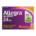 Allegra Adult 24-Hour Allergy Relief Tablets, Non-Drowsy Indoor and Outdoor Allergy Medicine, 180 mg Fexofenadine HCI Antihistamine Pill, 30-Count