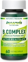 Complexe bioactif B avec B12 actif et folate – soutient l'énergie, le cerveau et la santé nerveuse, 60 capsules végétaliennes