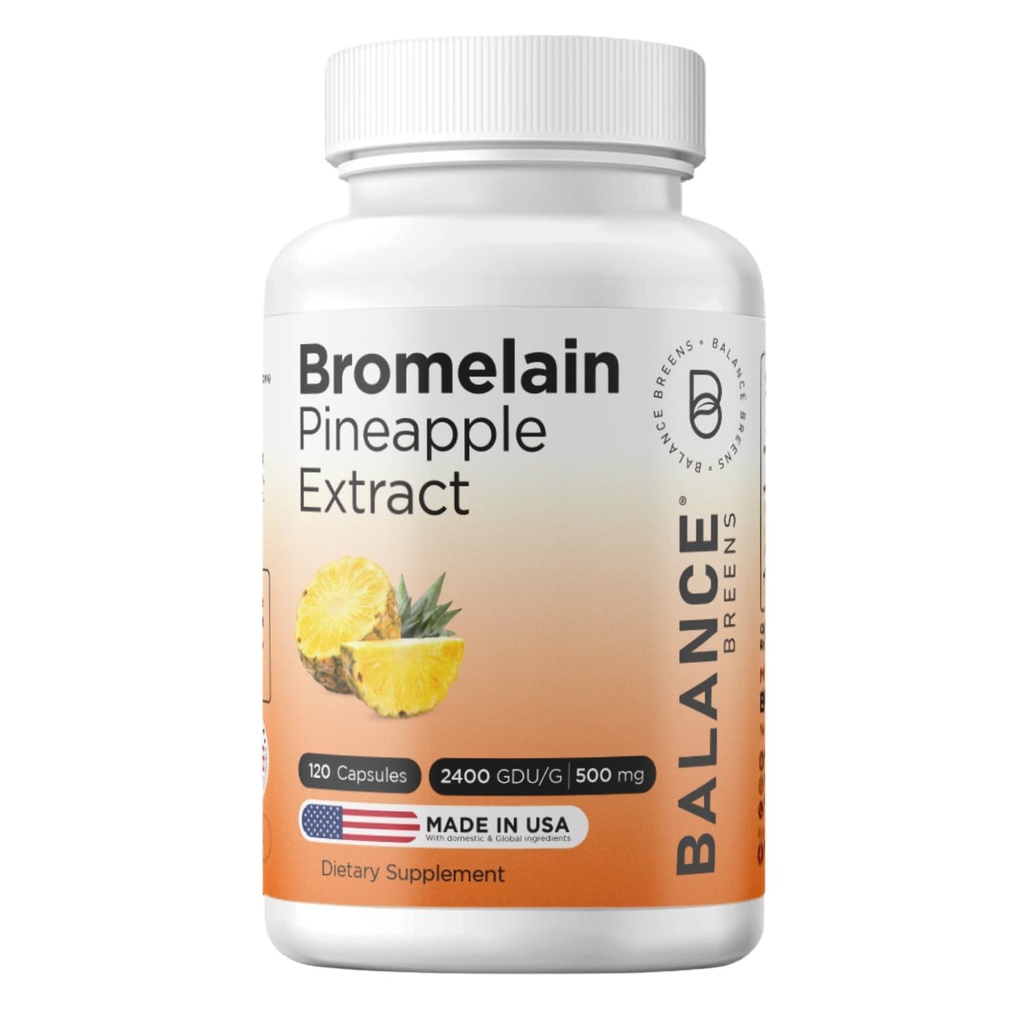 Balancebreens Bromelain 500mg, 120 Capsules - Enzyme digestive extrait d'ananas, soutient la digestion et le supplément de santé articulaire