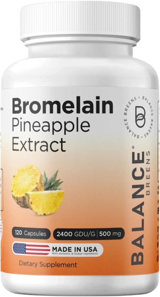Balancebreens Bromelain 500mg, 120 Capsules - Pineapple Extract Digestive Enzyme, Supports Digestion and Joint Health Supplement