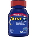 Caplets Aleve PM, aide au sommeil à action rapide et soulagement de la douleur pour les maux de tête, les douleurs musculaires, formant 220 mg de sodium Naproxène et 25 mg de HCl Diphenhydramine, 80 nombre