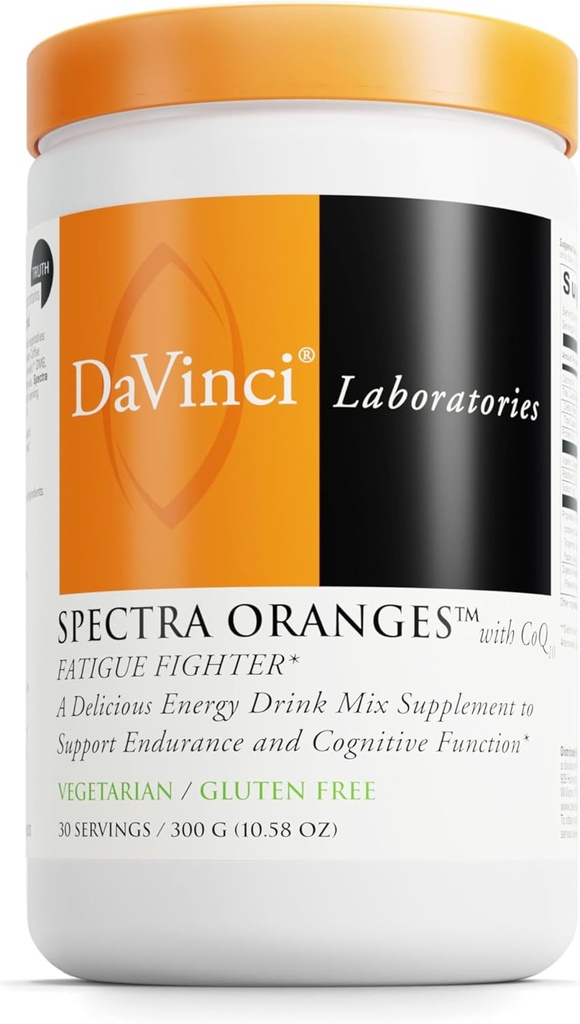 DAVINCI Labs Spectra Orange - Supplément de boisson de soutien pour l'énergie naturelle - Extraits d'herbes supportent l'endurance, le métabolisme et la fonction cérébrale* - Supplément en poudre de légumes et fruits - 30 portions (300 g)
