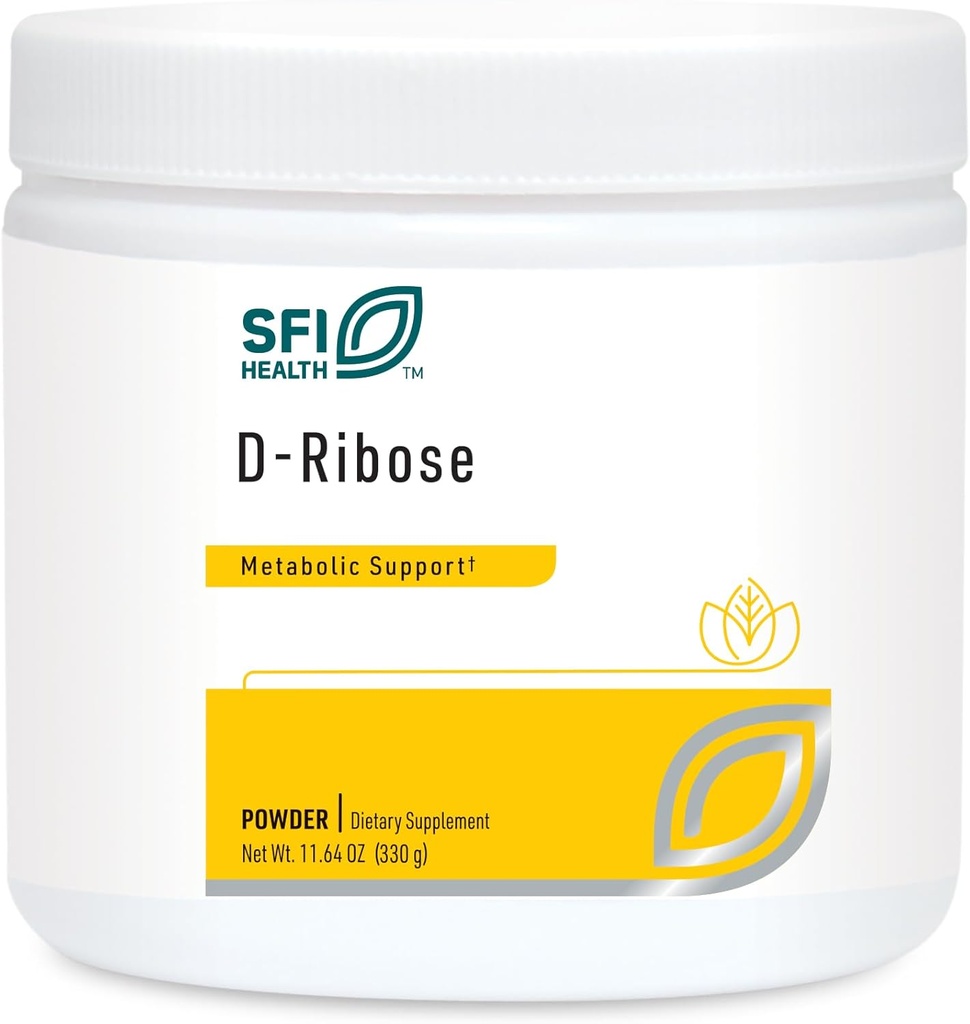Klaire Labs SFI Health D-Ribose Poudre - Métabolisme énergétique et soutien cardiovasculaire - Supplément D-Ribose hypoallergénique avec goût doux naturel - Mélanger dans l'eau ou le jus (300g / 10.58oz)