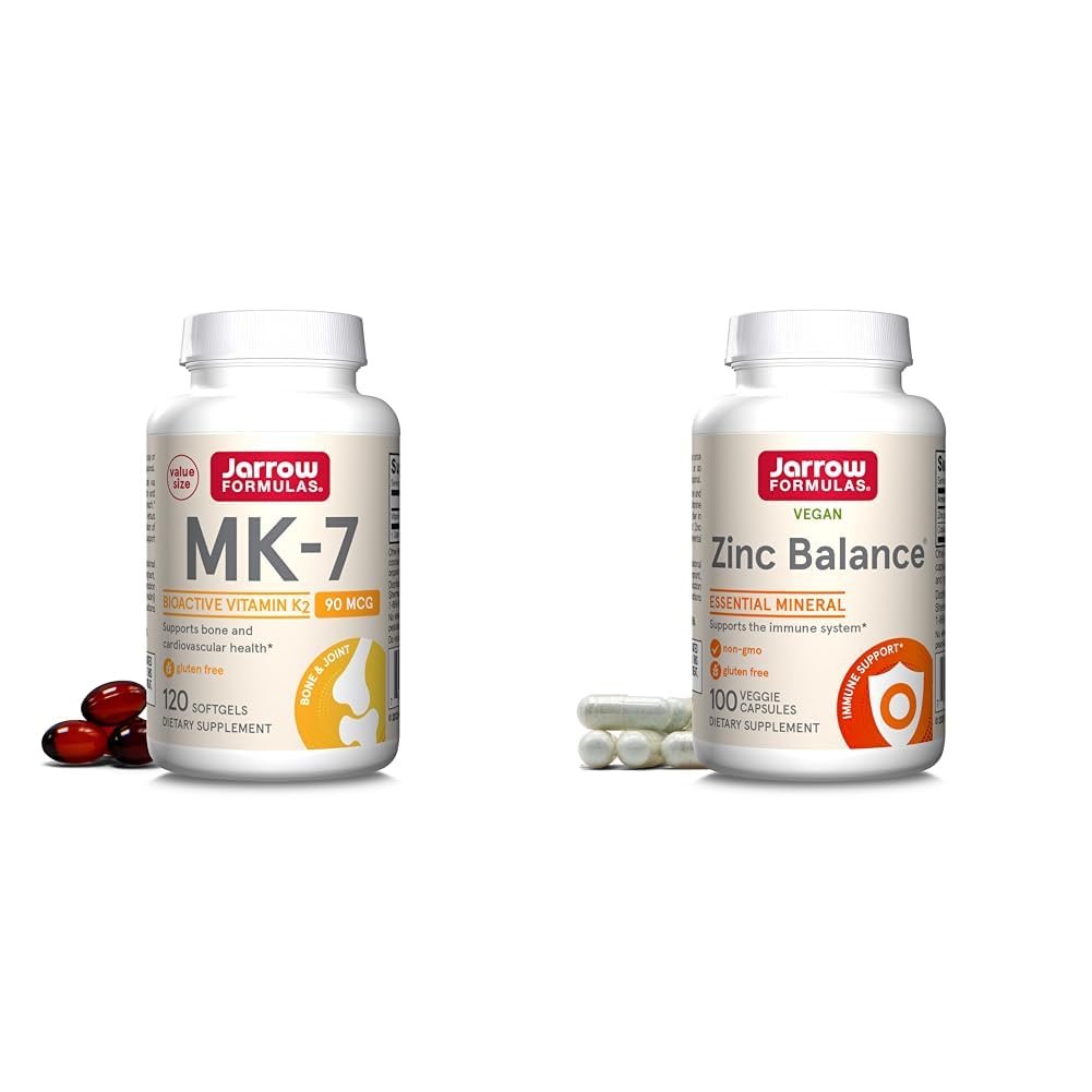 Formules de collage MK-7 90 mcg - Forme bioactive de la vitamine K2 et de l'équilibre en zinc 15 mg - 100 portions (capsules de légumes) - Comprend du cuivre