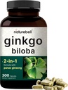 NatureBell Ginkgo Biloba 6 000mg avec Panax Ginseng 500mg par portion de $ 300 Capsules – Max Streng Ginko Biloba Extract Suppléments - favorise la mémoire, la concentration et la santé cérébrale