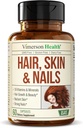 Biotine Vitamines de cheveux, de peau et d'ongles pour les femmes et les hommes. Suppléments pour cheveux forts, peau radiante et croissance des ongles. Supplément Biotin & Folate pour les femmes. 60 gélules