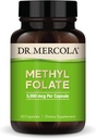 Dr Mercola Folate de méthyle - soutient la désintoxication et la santé cellulaire - Folate 5-MTHF - Formule biodisponible - 5 mg - 30 capsules