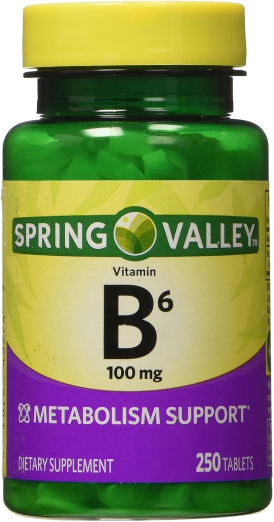 Spring Valley - Vitamine B-6 (Pyridoxine) 100 mg, 250 comprimés