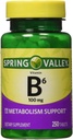 Spring Valley - Vitamine B-6 (Pyridoxine) 100 mg, 250 comprimés