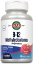 KAL Vitamin B12 Methylcobalamin 1000mcg, Healthy Energy, Metabolism, Nerve and Red Blood Cell Support, Fast Dissolve ActivMelt, High Absorption, Vegetarian, Natural Raspberry, 120 Serv, 120 Micro Tabs