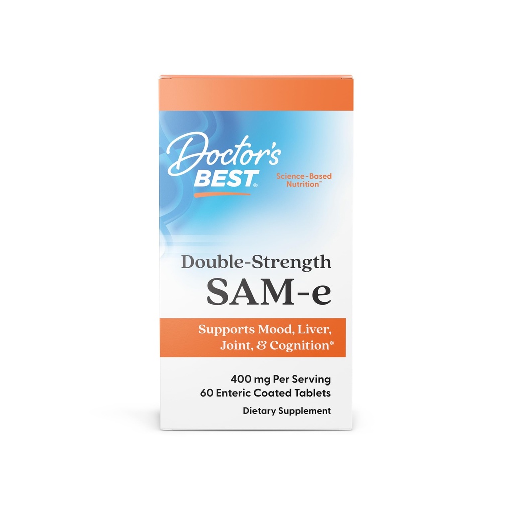 Meilleur SAM-e de docteur 400 mg, végétalien, sans gluten, sans soja, sans humeur et soutien articulaire, 60 comprimés enrobés entériques