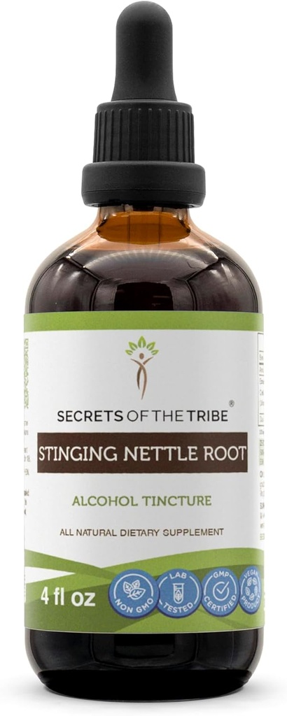 Secrets de l'extrait d'alcool à base de cailloux de Tribe, gouttes d'herbes à haute puissance, teinture faite à partir de cailloux (Urtica dioica) Racine séchée 4 oz