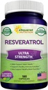 Resvératrol 100% naturel - 1000mg par portion Max Strength (180 Capsules) Supplément antioxydant, pilules trans-resvératrol pour la santé cardiaque et pur, polyphénols