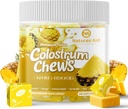 Colostrum Chews Supplément avec des probiotiques pour la santé des gourdes, le bluff, le soutien immunitaire, la peau, la croissance des cheveux et la beauté - ananas Saveur (60 portions)