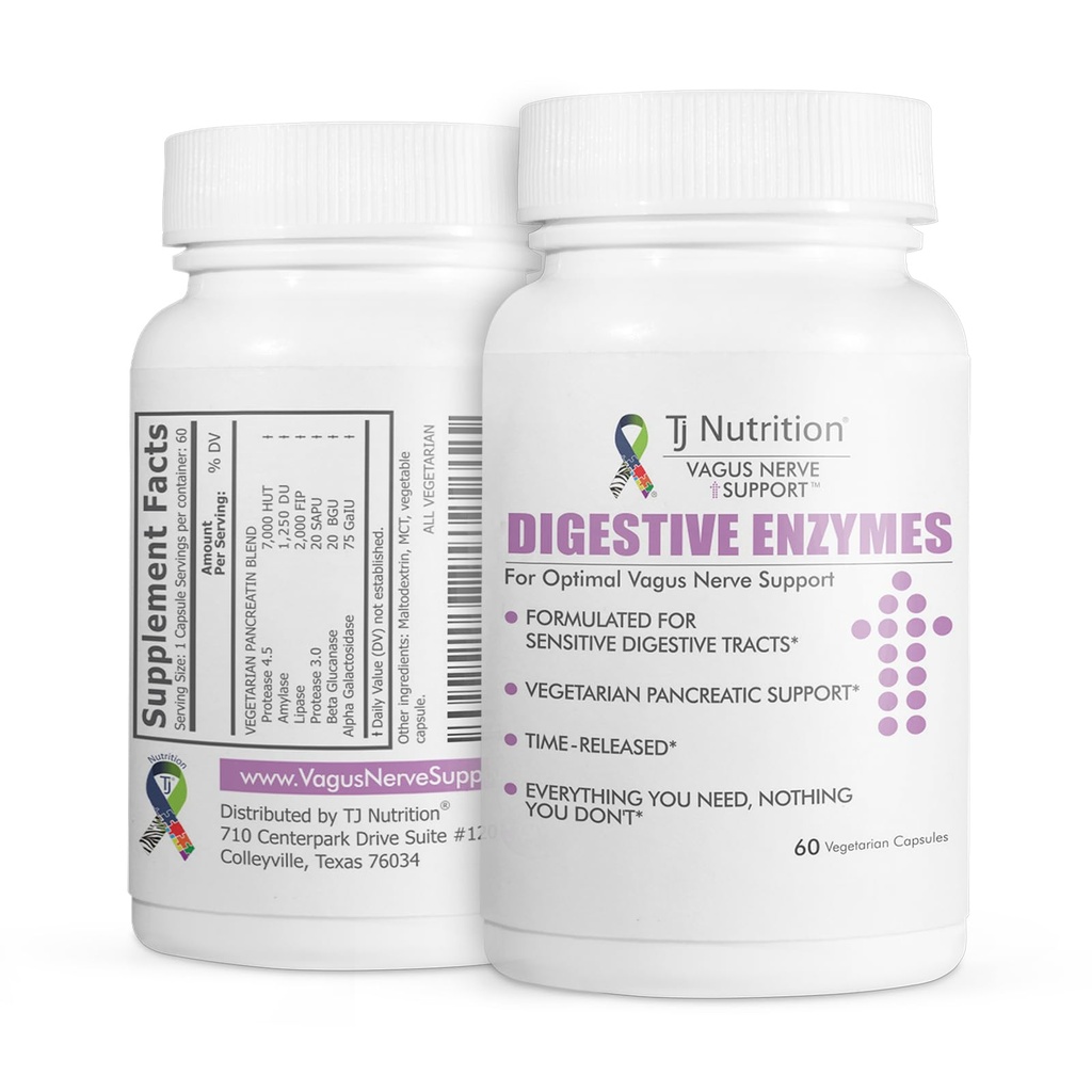 Enzymes digestifs pour les stomachs sensibles - soutient Vagus Nerve, soutien végétarien pancréatique, la formule de libération chronométrée pour la santé optimale de Gut, améliore la digestion alimentaire et Gut Flora