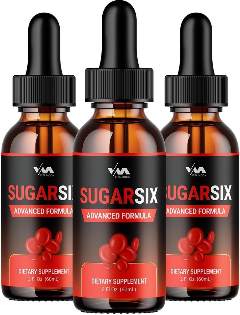 (3 Pack) SugarSix goutte supplément de soutien de vitamines santé - Sucre Six Formule avancée, Sucre Six 24 heures liquide, SucreSix Énergie et Examens de force supplémentaire, 3 mois d'approvisionnement