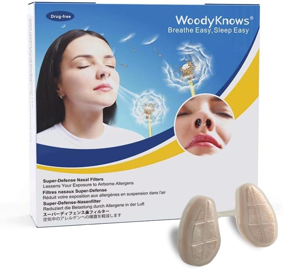 WoodyKnows Super-filtres nasaux de défense, allergies saisonnières et aides à la pollution industrielle, transports publics et protection des animaux de compagnie (Trial, Narrow, S/M/L/XL)
