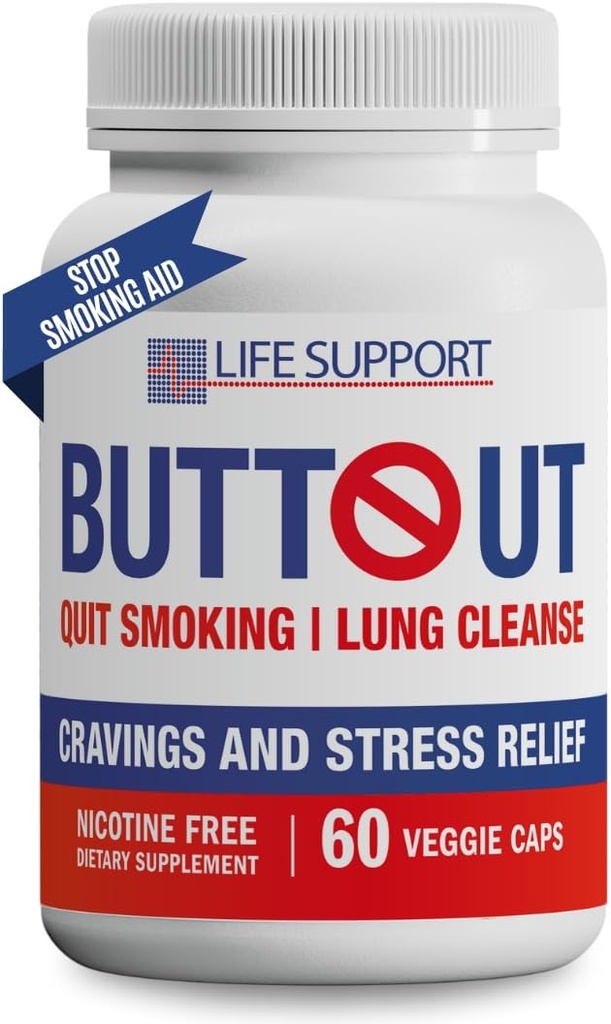ButtOut Cessez de fumer Lung Cleanse. Aide à arrêter de fumer et de soutenir la santé respiratoire - Nettoyeur de poumon naturel et désintoxication. Sans nicotine. 60 comte - 30 jours d'approvisionnement